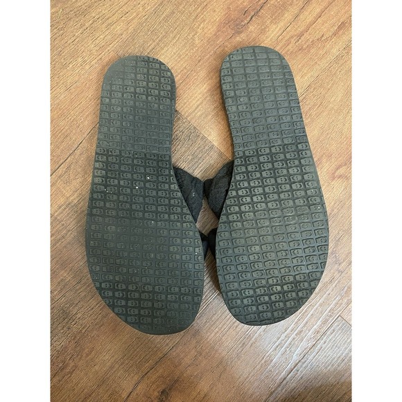 Sanuk Yoga Double Strap Wide womens black flip flops size 10 Summer Casual Comfy - Picture 5 of 5